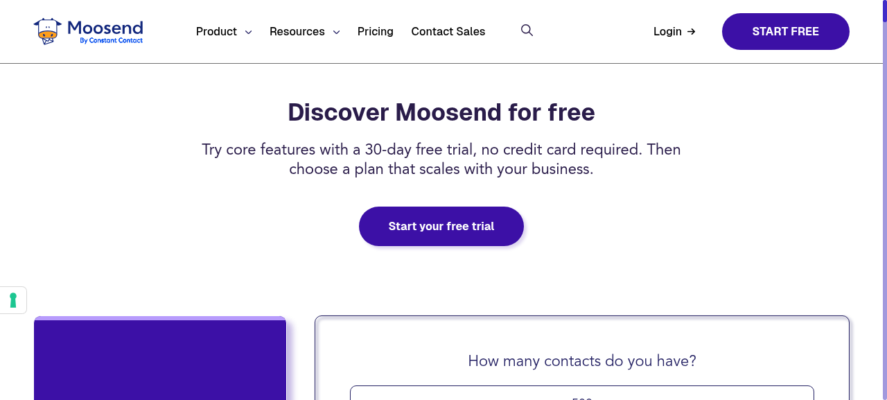 Moosend pricing and 30-day free trial