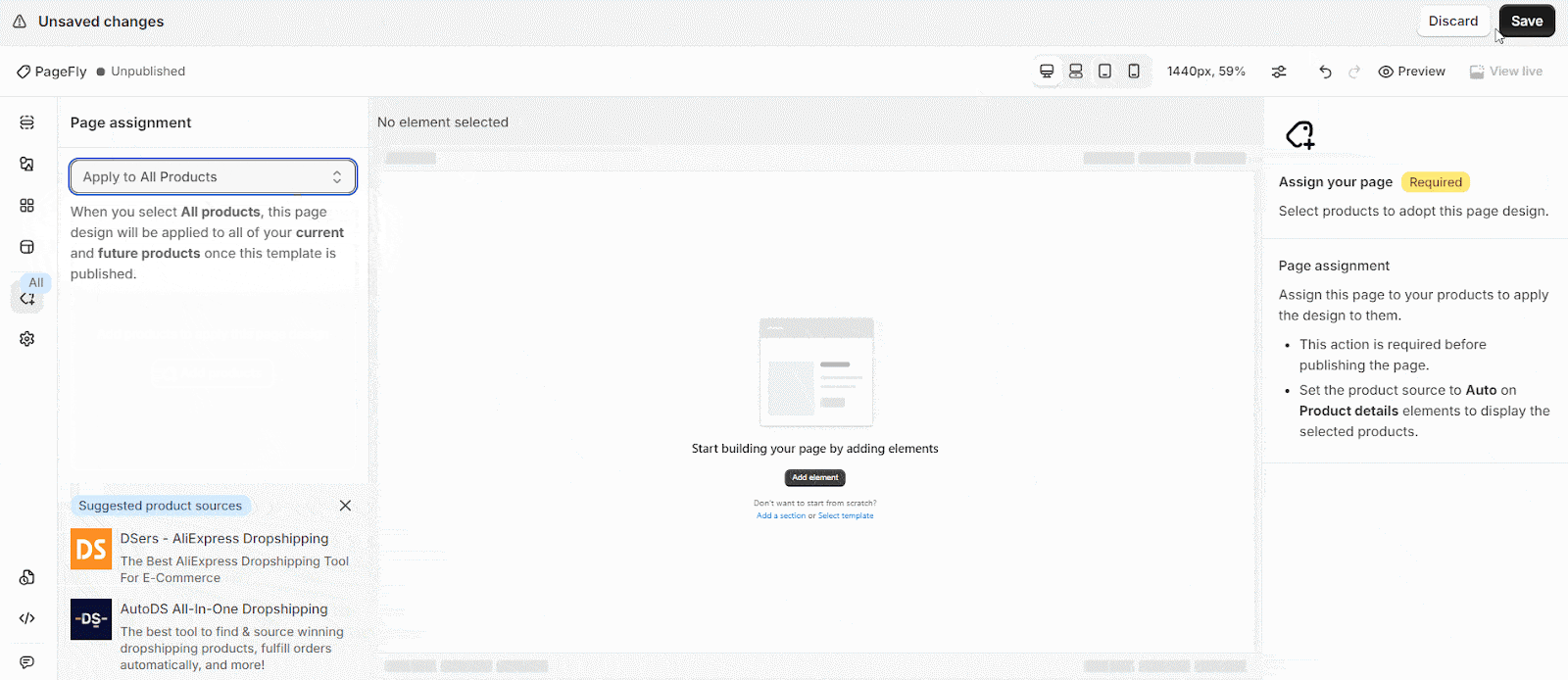 Assigning a PageFly product page template to Shopify products