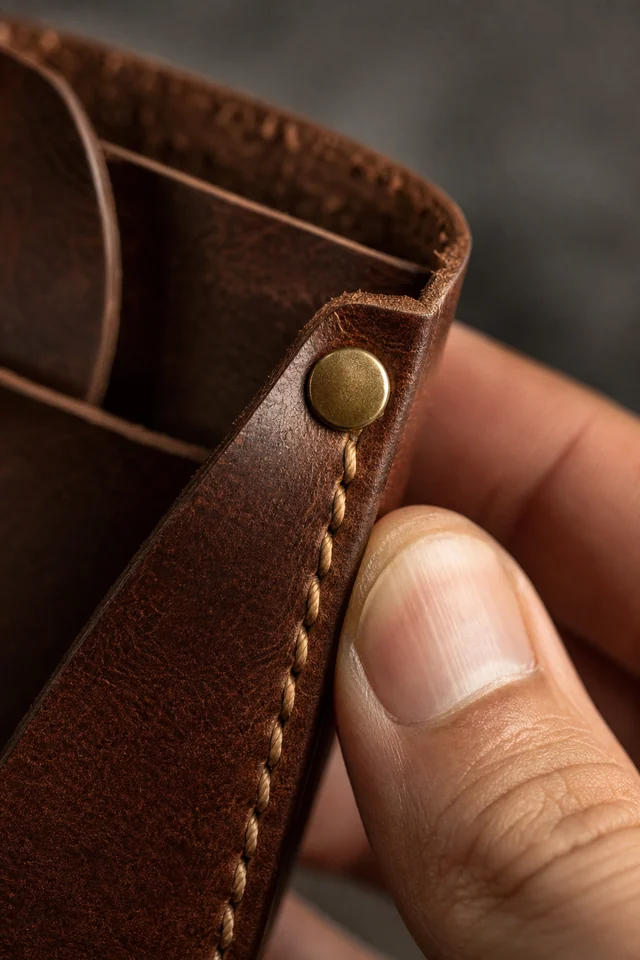 AI-generated editorial photograph showing a close detail of an unbranded product fastening.