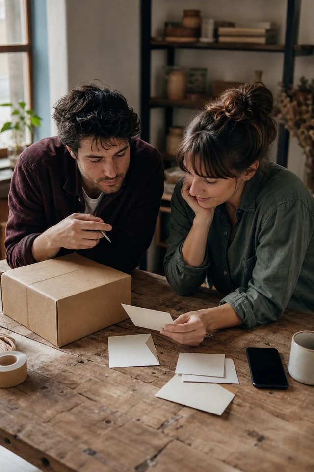 AI-generated editorial photograph of makers reviewing a launch route after a product release.