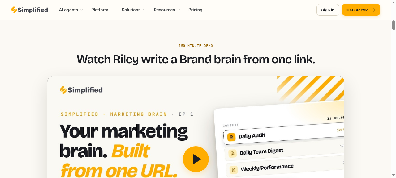Simplified Brand Brain from one URL
