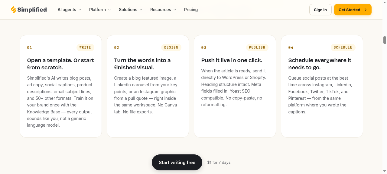 Simplified AI Writer workflow