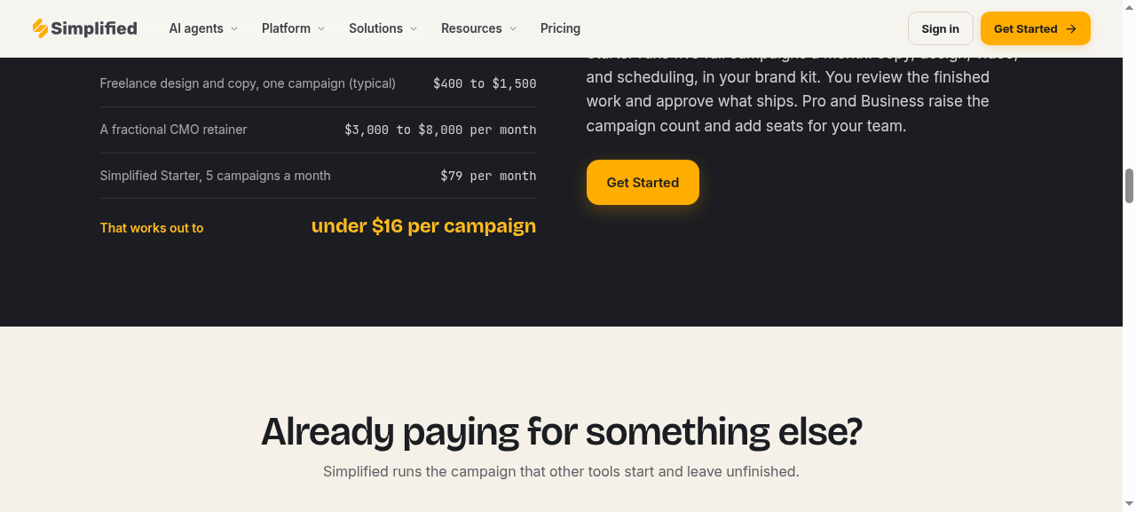 Simplified current campaign pricing